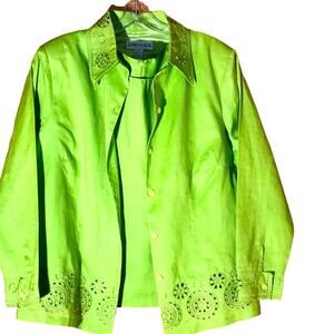 NWOT. Lino Green Pure Linen 2-Piece Jacket Set. L